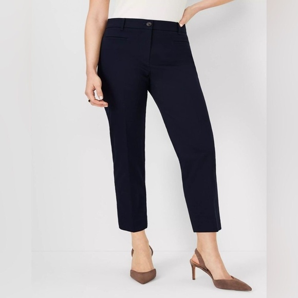Ann Taylor Petite Cotton Crop Navy Blue Pant Size 14P - Picture 1 of 8